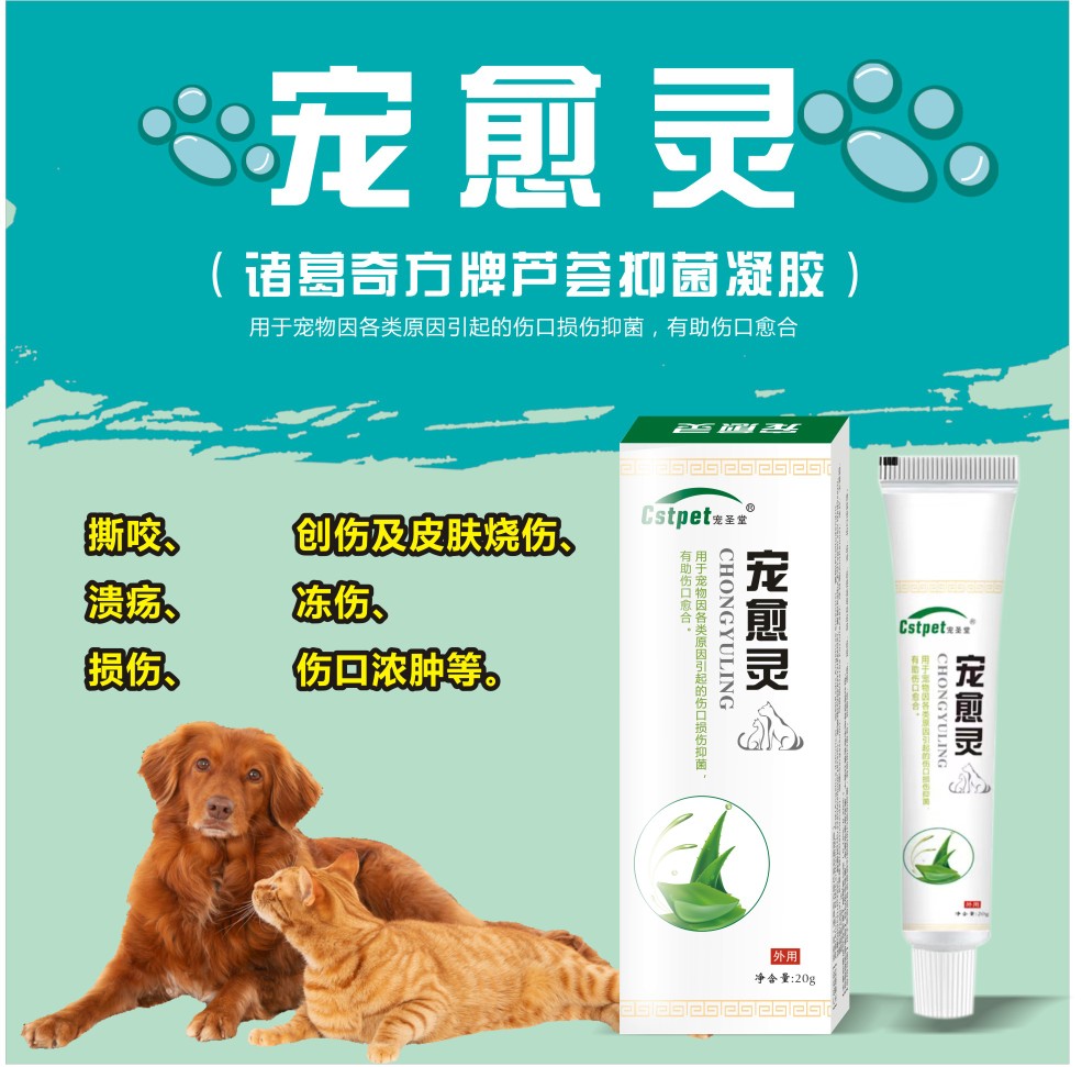 宠圣堂宠俞灵宠物犬猫兔仓鼠伤口凝胶皮炎术后咬伤肛门腺消炎抗菌