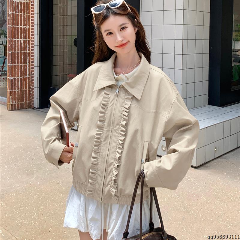 简单大方高级感穿搭花边拼接外套女2025秋季新款宽松休闲百搭上衣