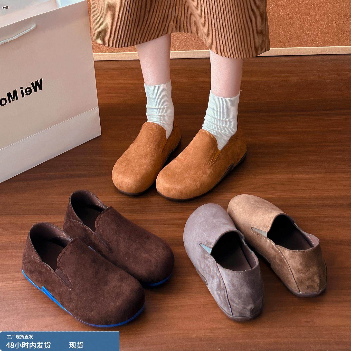 内增高复古勃肯鞋女2025春秋季新款爆款厚底一脚蹬懒人乐福单鞋子