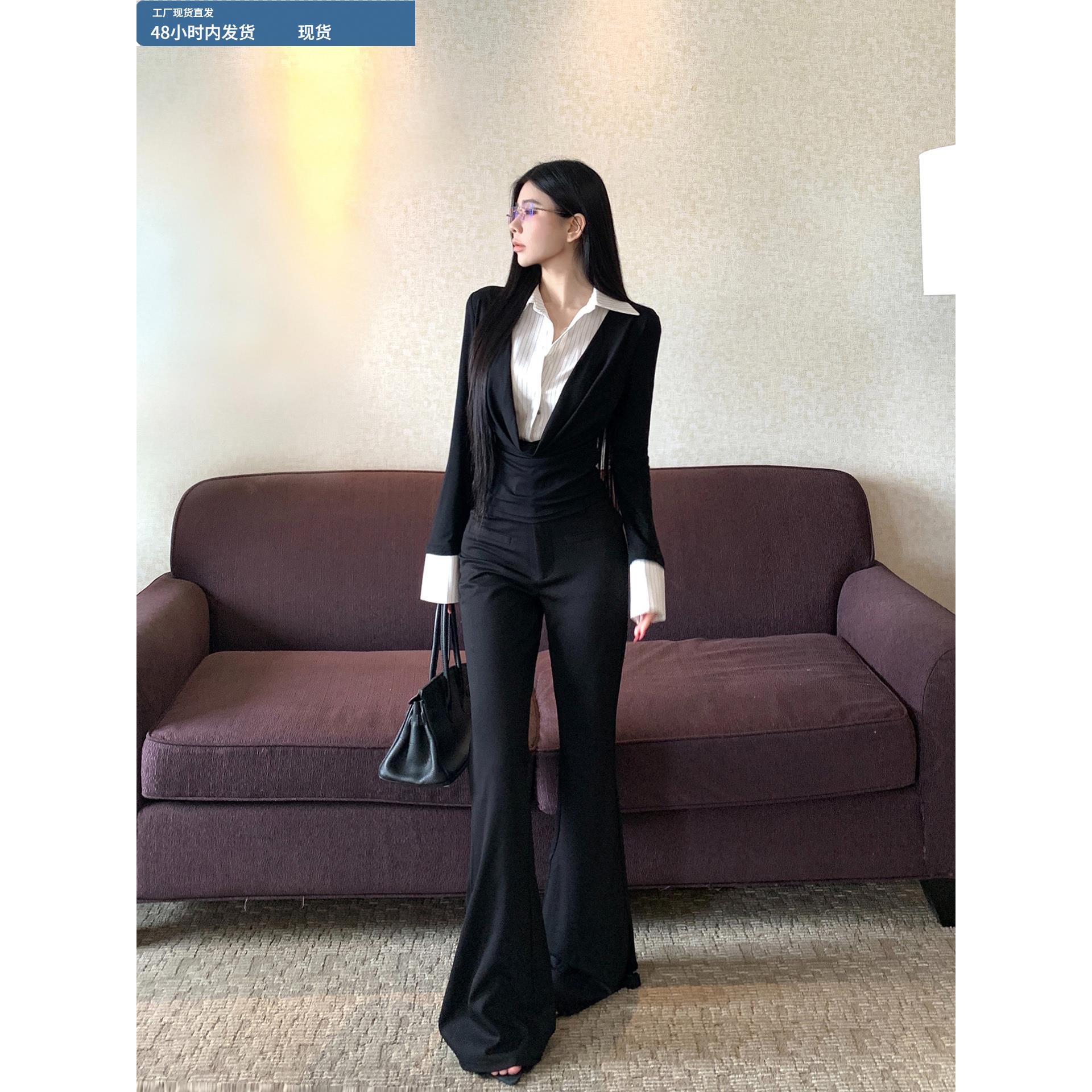 又酷又飒的穿搭套装女装早秋季韩系chic别致高级感衬衫裤子两件套