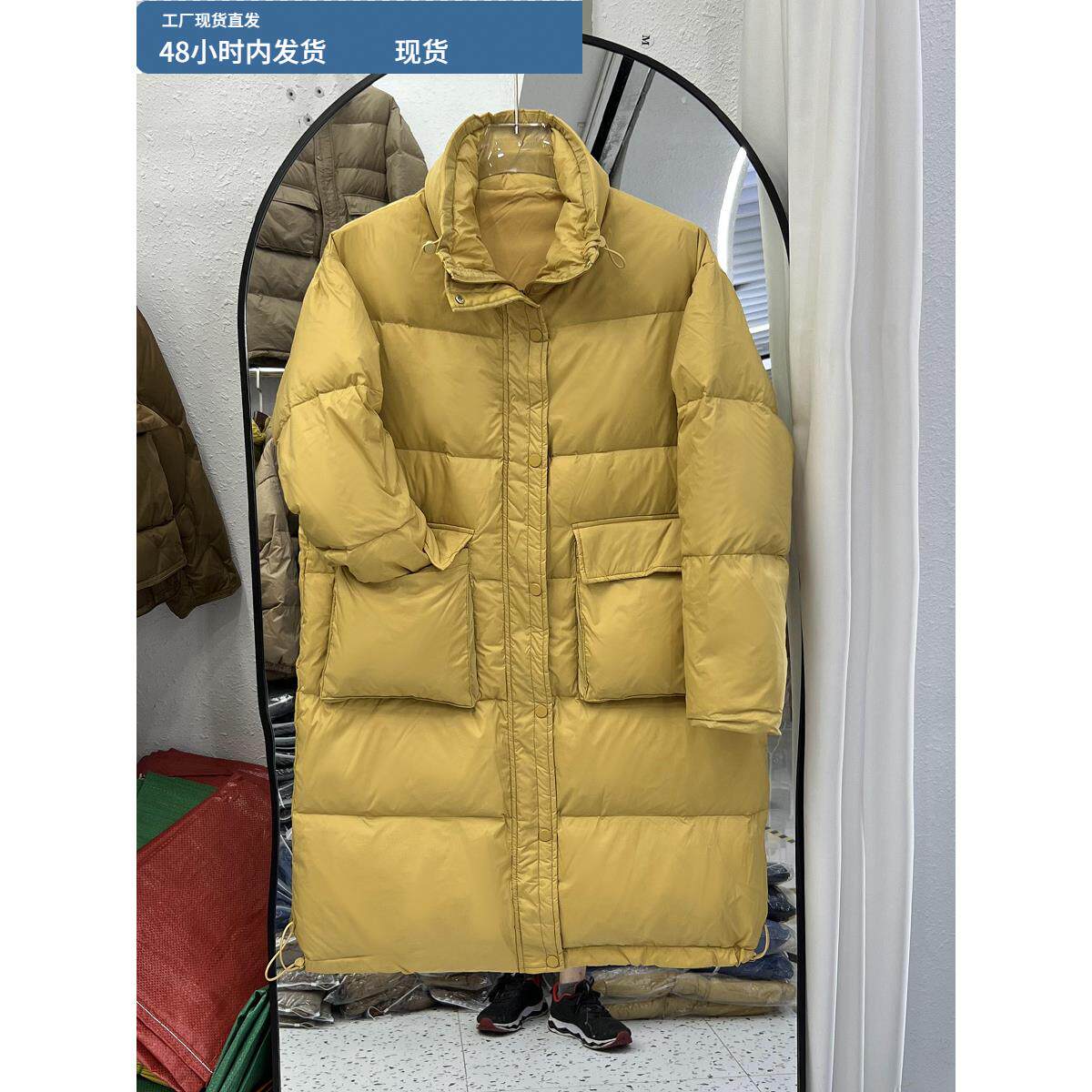 2023年新款羽绒服女中长款韩版宽松加厚大口袋时尚保暖大码外套潮