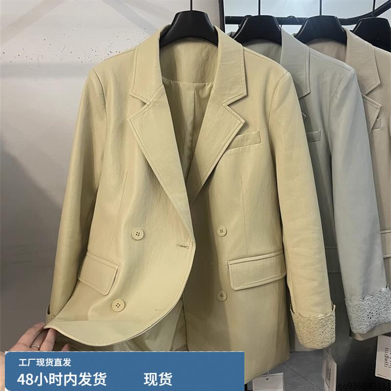 皮衣西装女2025春季新款韩版宽松高级感气质小个子柔软蛋白皮外套