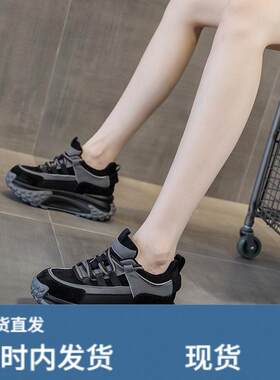 欧洲站加绒全皮老爹鞋女2025冬季新款女士厚底运动鞋休闲时尚百搭