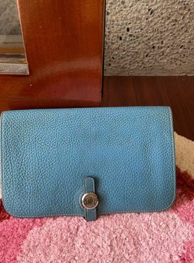 二手HERMES爱马仕 蓝色dogon钱包 手拿包