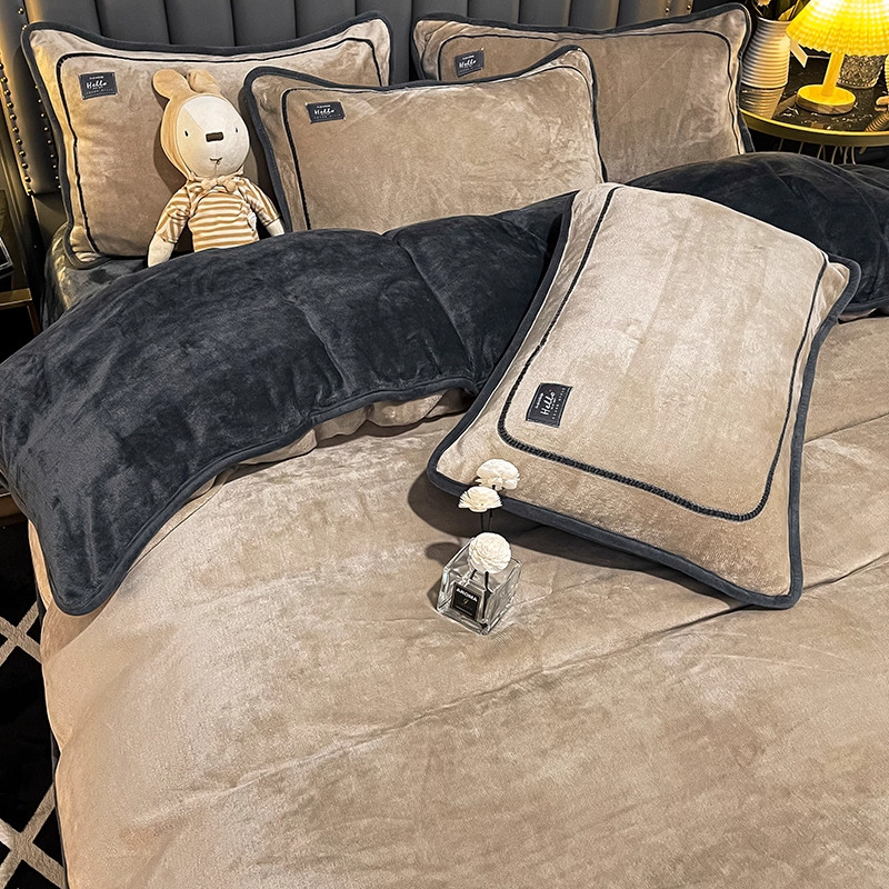 牛奶天鹅绒床上四件套冬季双面珊瑚宝宝绒被套床单床笠款加绒床品