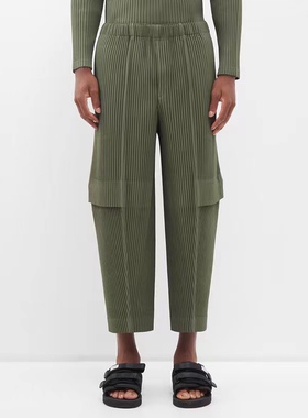 厂家压褶褶皱男装工装裤军绿色九分裤大码男士秋季宽松日系JF144