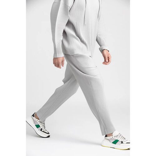 三宅风褶皱裤男装九分裤秋夏季松紧腰休闲裤宽松锥形裤日系JF149