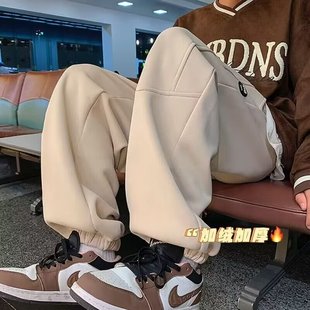 摇粒绒裤子男款秋春秋ulzzang卫裤潮牌宽松束脚美式休闲运动长裤