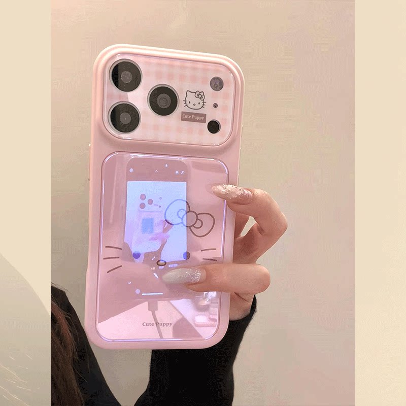 粉色线条猫咪适用苹果17手机壳iphone16promax新款air高级15创意大视窗14plus小众13pro玻璃12全包11防摔硬壳