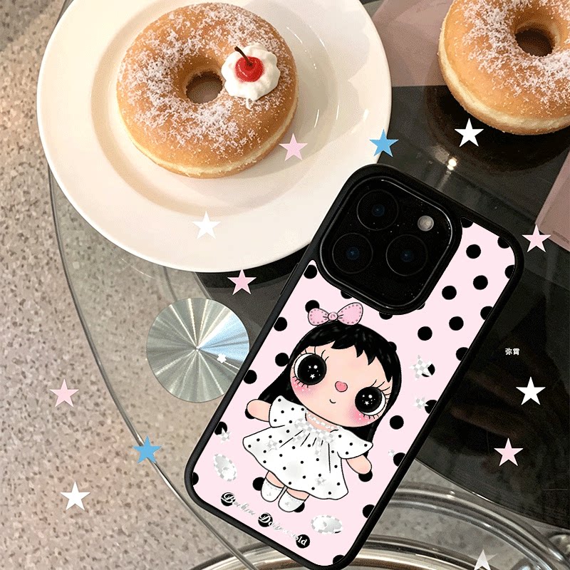 波点小玉适用苹果18手机壳iPhone17创意15小众16promax新款14爆款13min网红情侣12黑色肤感玻璃8全包防摔硬壳