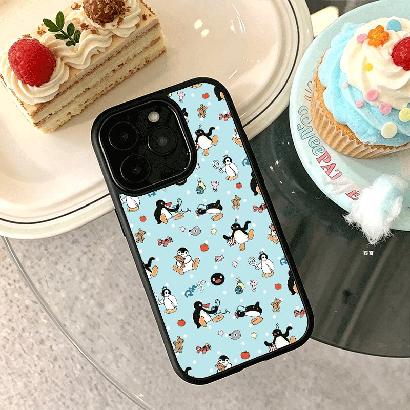 尖叫企鹅适用苹果18promax手机壳iPhone17创意15新款14爆款13min女12网红16小众11黑色肤感玻璃8全包防摔硬壳