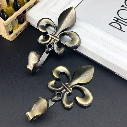 包邮窗帘挂钩大花钩简约合金窗帘金属墙钩壁钩中式绑带固定钩衣帽