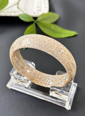 天然水晶菊花石手镯 玉化珊瑚玉 菊花石女款手环 大花纹一物一图