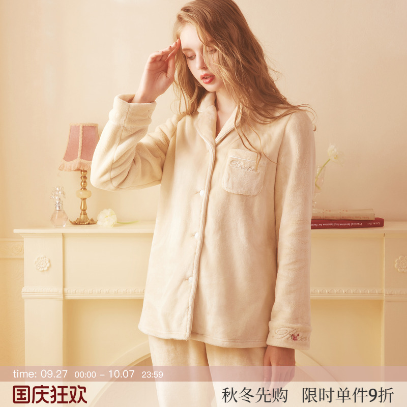 rosetree冬季加绒加厚休闲睡衣