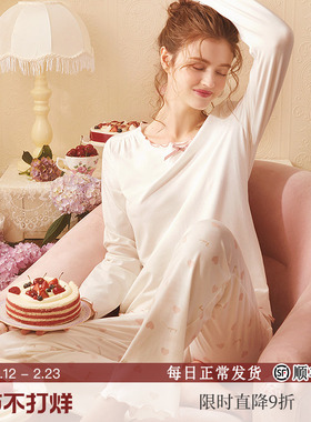 RoseTree可爱日系睡衣女款春秋季长袖甜美少女公主纯棉家居服套装