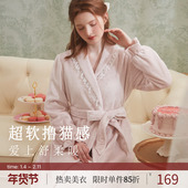 RoseTree珊瑚绒睡袍女秋冬季 法兰绒长款 浴袍浴衣加绒加厚睡衣冬天