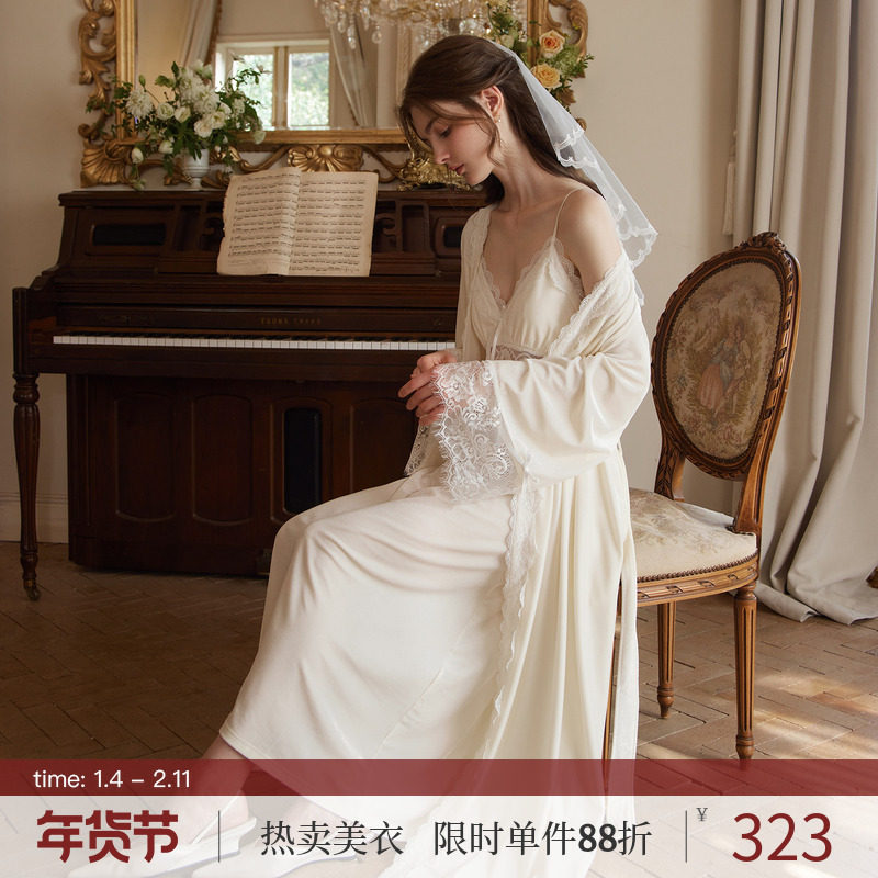RoseTree法式新娘晨袍女秋冬季高级感睡裙睡袍套装丝绒睡衣带胸垫,女士内衣/男士内衣/家居服,睡衣/家居服套装,淘宝优惠券,粉丝福利购,淘宝优惠卷