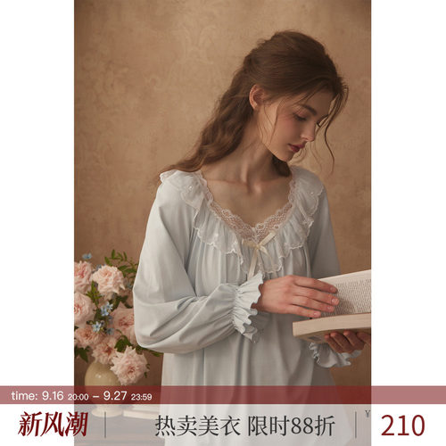 RoseTree宫廷风蕾丝盾领长袖套装