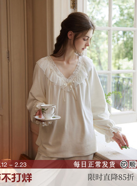 RoseTree珊瑚绒睡衣女款秋冬季宫廷风法兰绒毛绒薄绒家居服套装