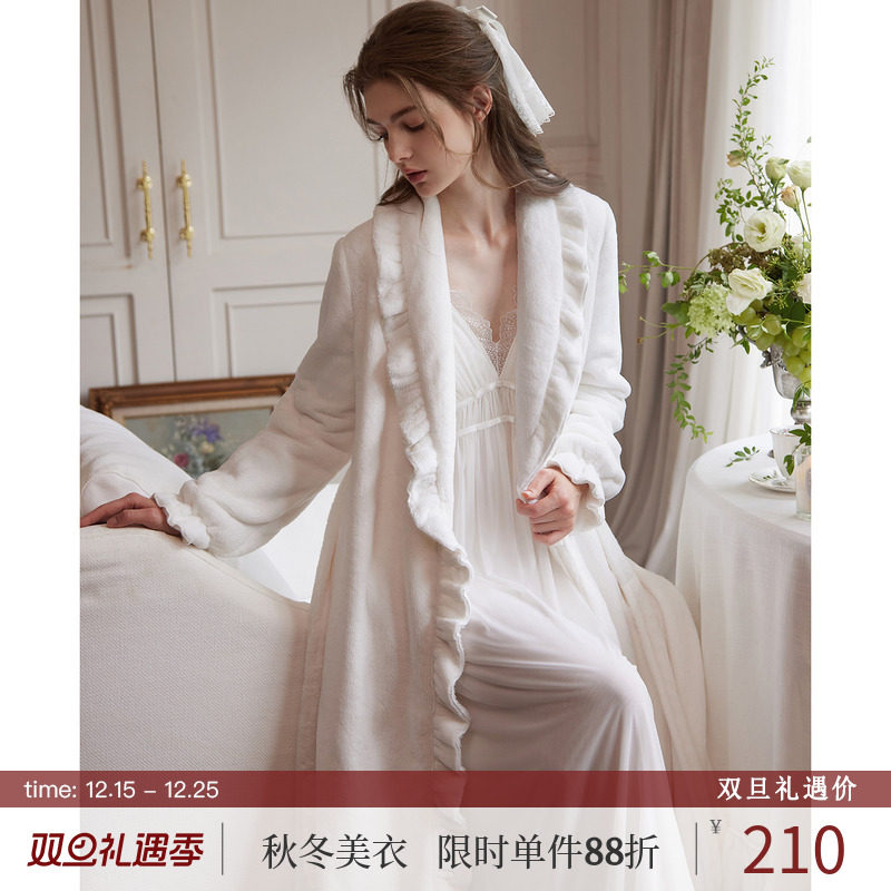 RoseTree复古宫廷风法兰绒睡袍