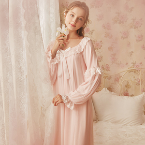 RoseTree蕾丝睡裙女春秋长袖宫廷复古公主睡衣可爱性感长款家居服