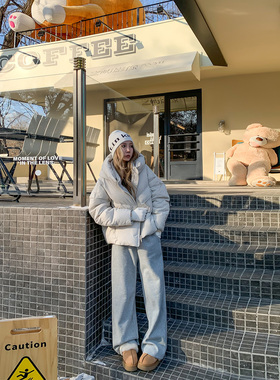 KMZD 黑巧面包 90白鸭绒连帽短款羽绒服女设计小众保暖外套冬季