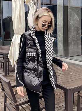 黑色羽绒马甲女欧洲站2025冬季新款外穿韩国东大门中长款欧货马夹