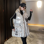 马夹 韩国东大门外穿中长款 珍珠白羽绒马甲女欧洲站2025年新款 冬季
