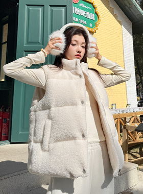 KMZD 泡芙小羊 羽绒马甲2025秋冬新款加厚保暖外穿宽松马夹