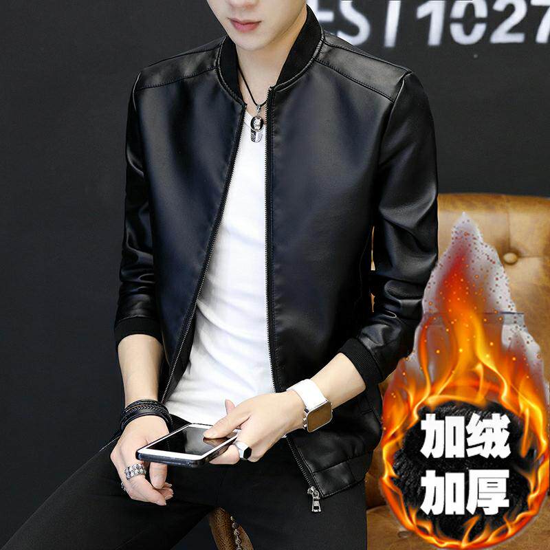 新款加厚男皮衣加绒休闲外套韩版潮流宽松帅气青年春秋季机车夹克,男装,皮衣,淘宝优惠券,粉丝福利购,淘宝优惠卷