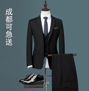 职业工作服三件套伴郎服 大学生男士 韩版 西服套装 修身 面试商务西装