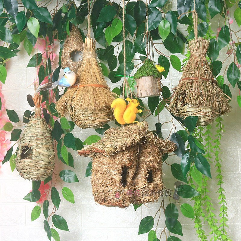 幼儿园走廊吊饰室内田园风环境布置春天创意森系绿叶鸟窝装饰挂饰