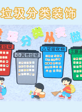 diy垃圾分类游戏墙贴幼儿园环创