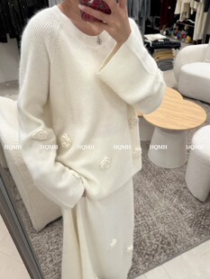 2025冬新款小众设计师立体花朵毛衫针织直筒半身裙