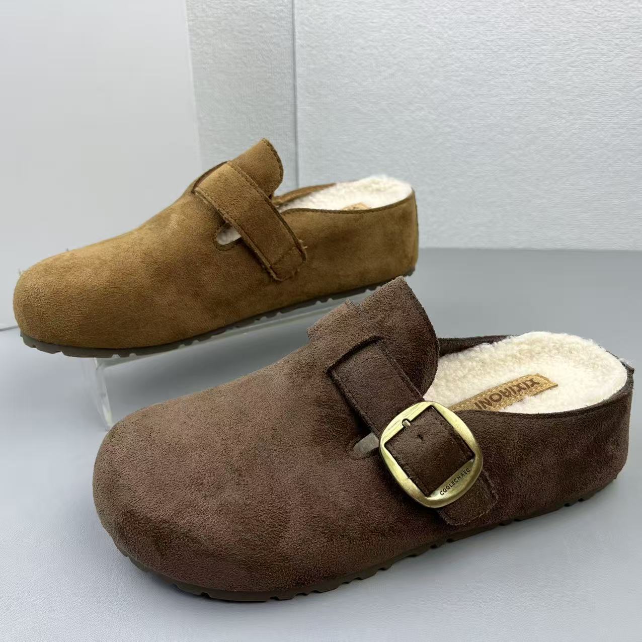 韩版厚底加绒女鞋户外百搭勃肯拖