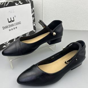 韩版 外贸新款 37奥莱撤柜处理头层牛皮女鞋 浅口低跟单鞋 百搭时装 鞋