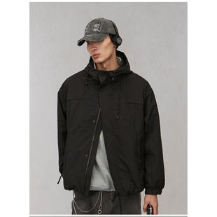 GF 春季黑色连帽机能风宽松户外休闲夹克百搭外套 120261003