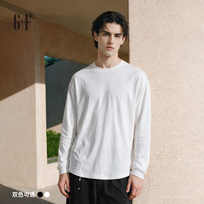 GF 秋重磅打底前后同标小logo下摆侧铆钉宽松长袖卫T 100263023