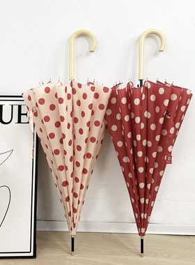 长柄遮阳伞16骨加固防风黑胶太阳伞晴雨两用直杆伞弯手柄定制刻字