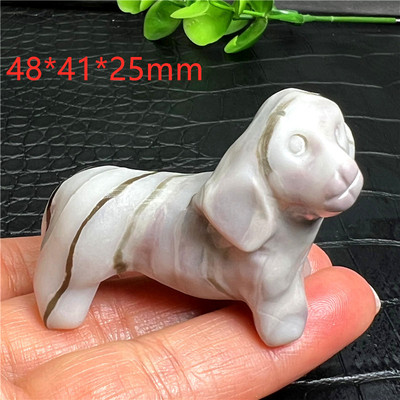 天然水晶矿石机器雕刻宠物狗摆件儿童手办礼物卡通动物桌国画石狗