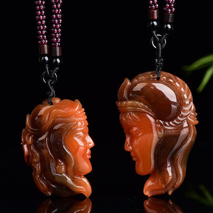 精品南红雕刻吊坠定情信物一对情侣款项链挂件送礼佳品男女款式