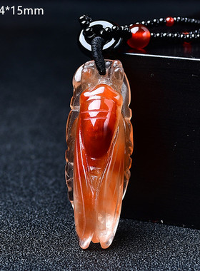 天然红水晶发晶项链珠 红兔毛吊坠一鸣惊人挂坠 精致时尚男女款