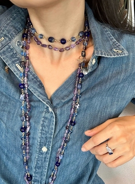 水晶串珠项链长款毛衣链