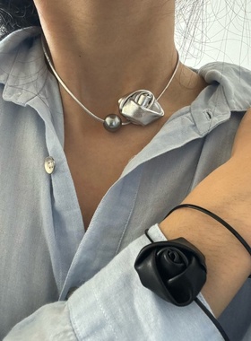 珍珠pu皮质chic项链颈链锁骨链