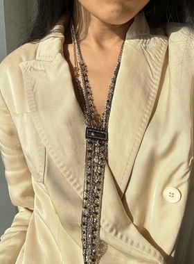 长流苏彩色串珠闪钻项链