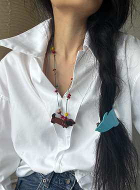 编织绳项链可爱法式配饰摇儿绕