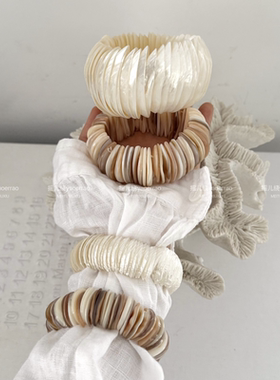 摇儿绕 热带小岛seashell海葵贝壳手镯环串珠弹力绳不规则叠戴