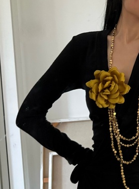 串珠花朵多层项链毛衣链女