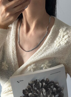 银色编织金属蛇骨链叠戴长项链女