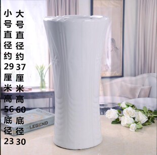 室外超大号陶瓷北欧花盆高60厘米圆筒盆细腰别墅简约50花盆白色